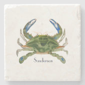 Grüne blaue Krabbenküste Steinuntersetzer (Vorderseite)