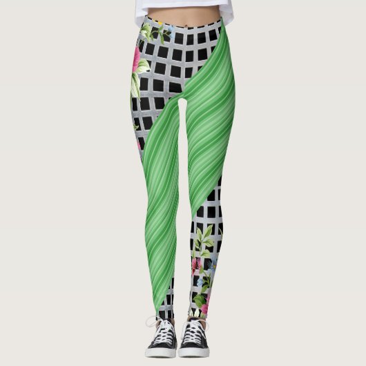 Grüne, blaue Leggings (Vorderseite)