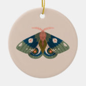 Grüne blaue Motte im Herbst Keramik Ornament (Vorne)