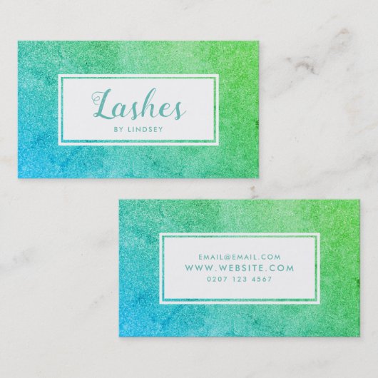 Grüne blaue Ombre-Sparkle-Glitzer-Lashes Visitenkarte (Vorne/Hinten)