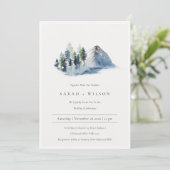 Grüne Blaue Pine Woods Mountains Wedding Einladung (Stehend Vorderseite)