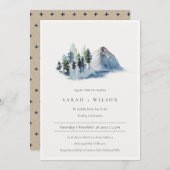 Grüne Blaue Pine Woods Mountains Wedding Einladung (Vorne/Hinten)