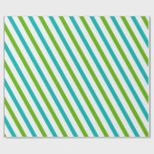 Grüne blaue Streifen Moderne Weihnachten Geschenkpapier (Flach)