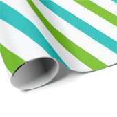 Grüne blaue Streifen Moderne Weihnachten Geschenkpapier (Rolleneckpunkt)
