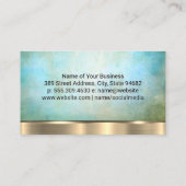 Grüne blaue Textur Hintergrund | Goldmetallschneid Visitenkarte (Rückseite)