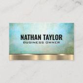 Grüne blaue Textur Hintergrund | Goldmetallschneid Visitenkarte (Vorderseite)