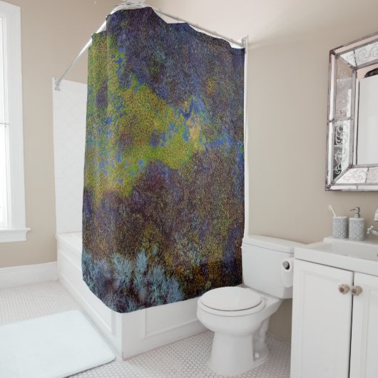 Grüne, blaue und braune Matte Duschvorhang (Beispiel)