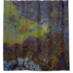 Grüne, blaue und braune Matte Duschvorhang