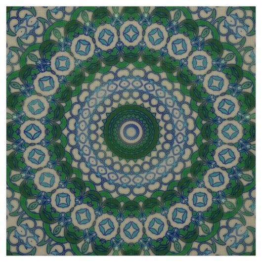 Grüne, blaue und graue Mandala Stoff (Muster)