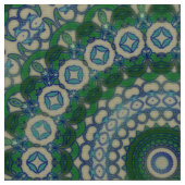 Grüne, blaue und graue Mandala Stoff (Nahaufnahme)