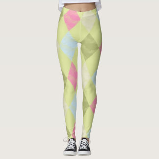 Grüne, blaue und rosa Raute Diamantmuster Leggings