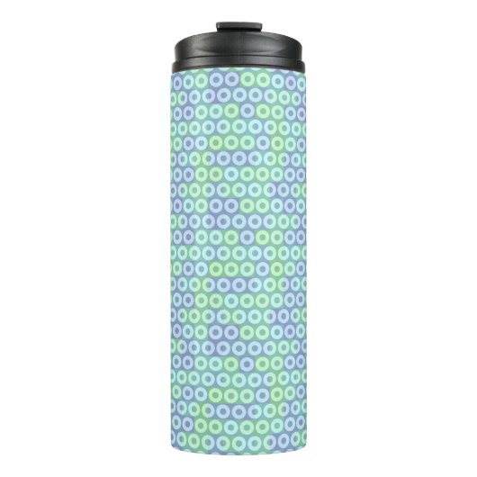 grüne, blaue und violette Kreise Thermosbecher (Vorderseite)