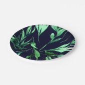 Grüne Blaue Wasserfarbe Botanische Glam Hochzeit P Pappteller (Schrägansicht)