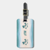 Grüne Blauwellen Palmen Bäume Gepäckanhänger (Vorderseite vertikal)