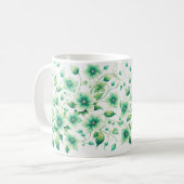 Grüne Blossom-Tasse/elegantes Grünes Blumendesign Kaffeetasse (Vorderseite Links)