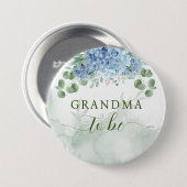Grüne Blue Hydrangea Baby Dusche Oma zu sein Button (Vorne & Hinten)