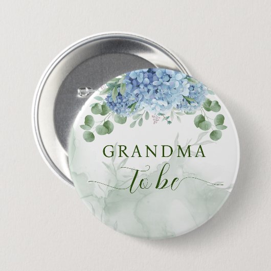 Grüne Blue Hydrangea Baby Dusche Oma zu sein Button (Vorne & Hinten)