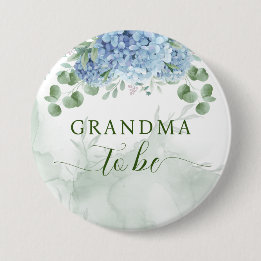 Grüne Blue Hydrangea Baby Dusche Oma zu sein Button