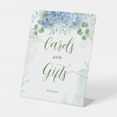 Grüne Blue Hydrangea Karten und Geschenksäulendusc Sockelschild (Vorderseite)