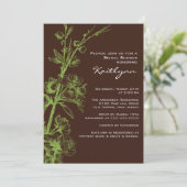 Grüne Blume auf Braun Brautdusche Einladung (Stehend Vorderseite)