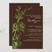 Grüne Blume auf Braun Brautdusche Einladung (Vorne/Hinten)