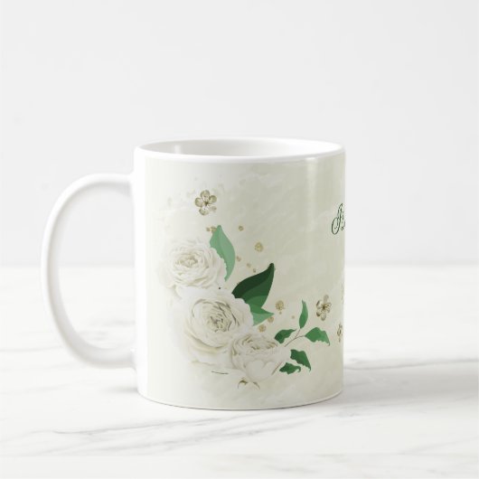 Grüne Blume aus Elfenbein Kaffeetasse (Links)