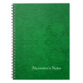 Grüne Blume aus Wildlederleder-Look Notizblock (Vorderseite)