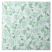 Grüne Blume botanische Malerei Fliese (Vorderseite)