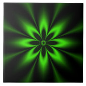 Grüne Blume Burst Fraktal Fliese (Vorderseite)