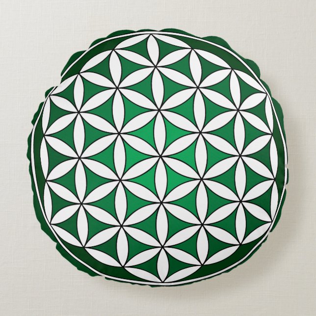 Grüne Blume der Meditation Pillow Rundes Kissen (Vorderseite)