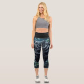 Grüne Blume der Schwarzen Rose Capri Leggings (Vorderseite)