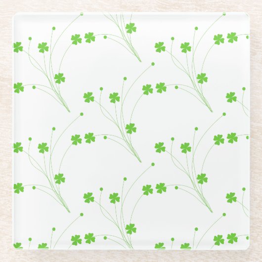 Grüne Blume des hellen Frühlings, kleine Blumendru Glasuntersetzer (Vorderseite)