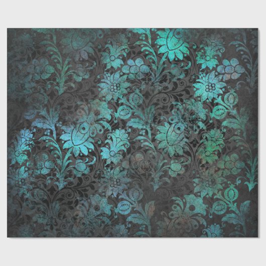 Grüne Blume des Rates über Holzkohle Geschenkpapier (Flach)