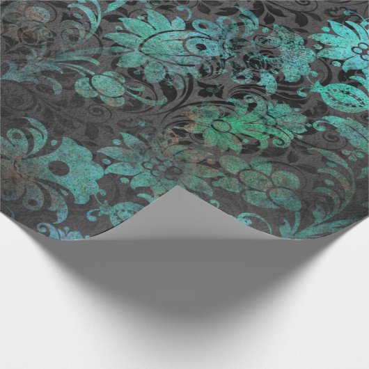 Grüne Blume des Rates über Holzkohle Geschenkpapier (Ecke)