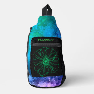 Grüne Blume Druckausschnitt Nähtasche Crossbody Bag