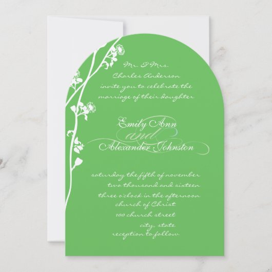 Grüne Blume Einladung (Vorderseite)