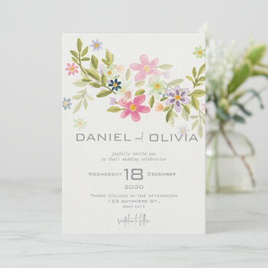 Grüne Blume Einladung (Stehend Vorderseite)