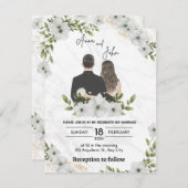 Grüne Blume Einladung zur Hochzeit (Vorne/Hinten)