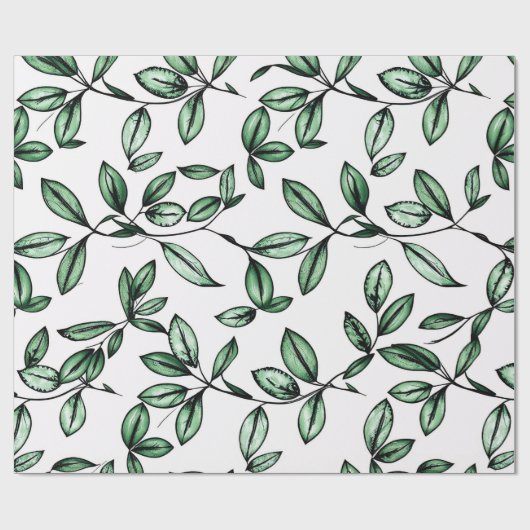 Grüne Blume Geschenkpapier (Flach)