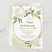 Grüne Blume Goldkranz Geburtstagsparty Einladung (Vorne/Hinten)