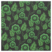 Grüne Blume/grüne Blätter/Folkloreblume 2 Schwarz Stoff (Muster)
