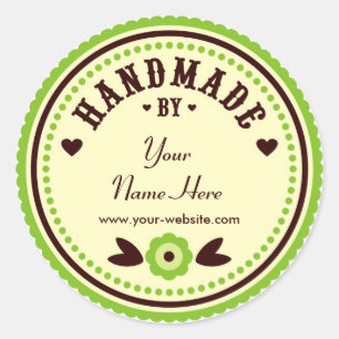 Grüne Blume, handgefertigt von Personalisierten Au Runder Aufkleber