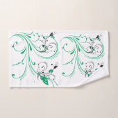 Grüne Blume im lila Hintergrund Badhandtuch Set (Handtuch)