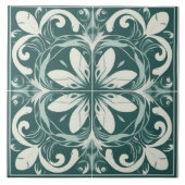 Grüne Blume im Mittelmeer Keramik Tile Fliese (Vorderseite)