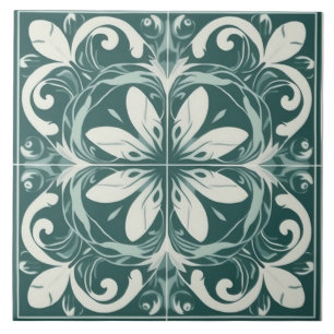 Grüne Blume im Mittelmeer Keramik Tile Fliese
