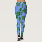 Grüne Blume in blau Leggings (Rückseite)
