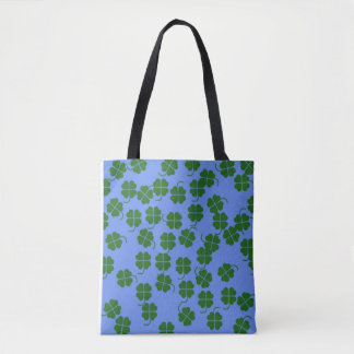 Grüne Blume in blau Tasche