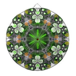 Grüne Blume in Kaleidoskop Dartscheibe