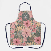 Grüne Blume in rosa Farbe Verließ Aquarellfarbenmo Schürze (Vorderseite)