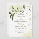 Grüne Blume in Weiß und Gold Einladung (Vorderseite)